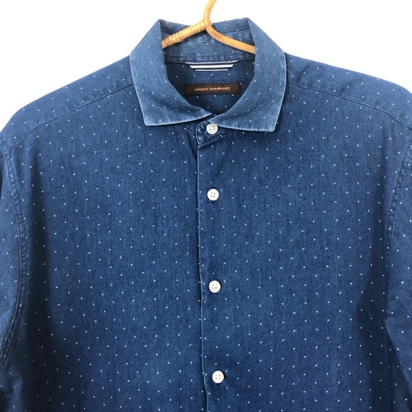 Adolfo Dominguez L/S Cotton Button Down Shirt 8.5 - Picture 2 of 7